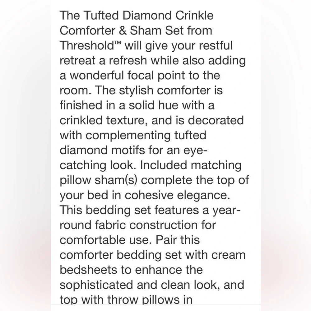 THRESHOLD NWT tufted diamond crinkle comforter & sham set -dark gold -twin
